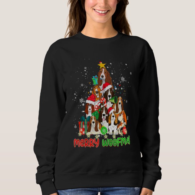 Sweatshirt Merry Woofmas Merry Christmas For Basset Hound Dog (Devant)