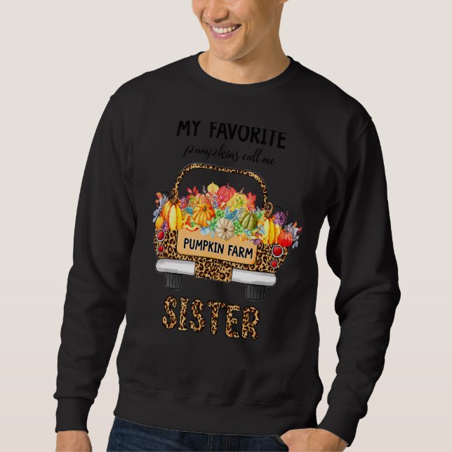 Sweatshirt Mes Citrouilles Favoris M'Appelent Soeur Léopard C (Devant)