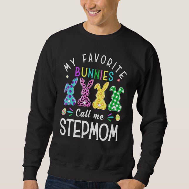 Sweatshirt Mes lapins Favoris Appelez-Moi Stepmaman Bunny Oeu (Devant)