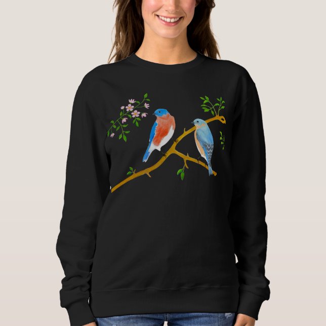 Sweatshirt Mésanges à dos bleu Portent un sweat-shirt noir (Devant)