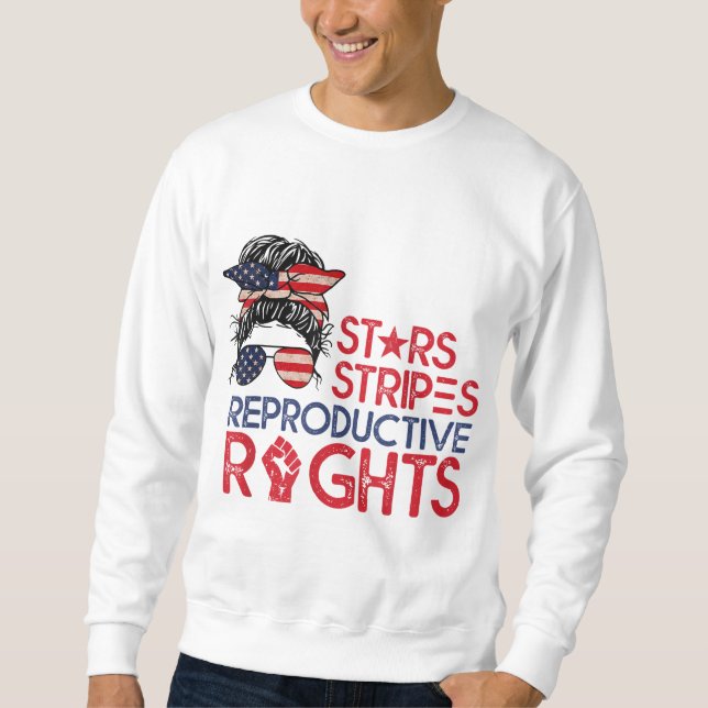 Sweatshirt Messy Bun American Flag Pro Choice Star Stripes Eq (Devant)