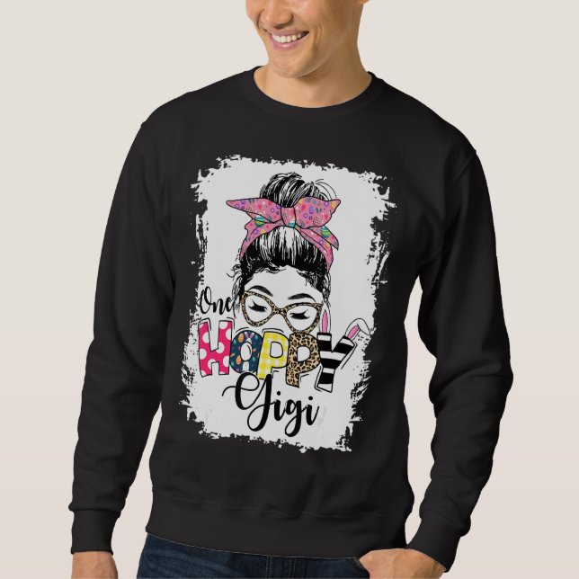 Sweatshirt Messy Bun Bunny One Hoppy Gigi Leopard Happy Easte (Devant)
