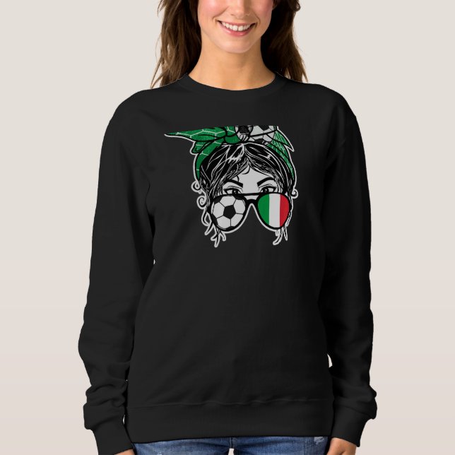Sweatshirt Messy Bun Cheveux Italien Soccer Girl Italie Jerse (Devant)