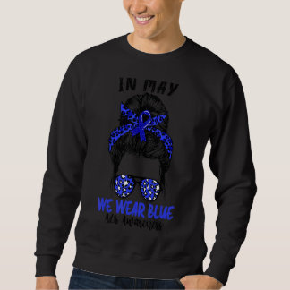 Sweatshirt Messy Bun En Mai Nous Portons Bleu Als Maladie Lau