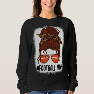 Sweatshirt Messy Bun Football Maman Vie Avec Leopard Bleached