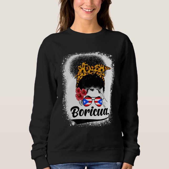 Sweatshirt Messy Bun Hair Boricua Puerto Rico Puerto Rican Fl (Devant)
