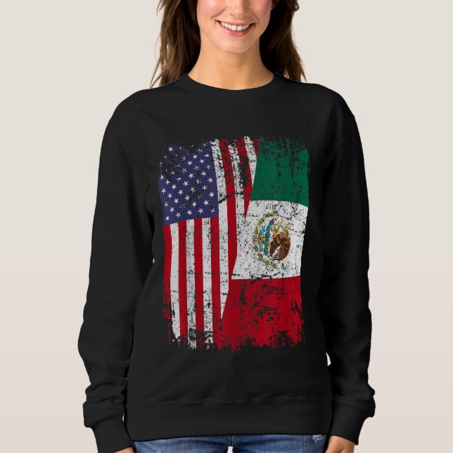 Sweatshirt MEXICAIN RACINE Drapeau à moitié américain MEXIQUE (Devant)