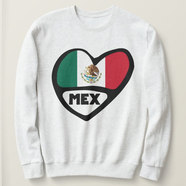 Sweatshirt Mexique Code Pays Coeur Drapeau, MEX (Design devant)