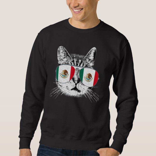 Sweatshirt Mexique Mexique Drapeau Pays Racines Cat Pride (Devant)
