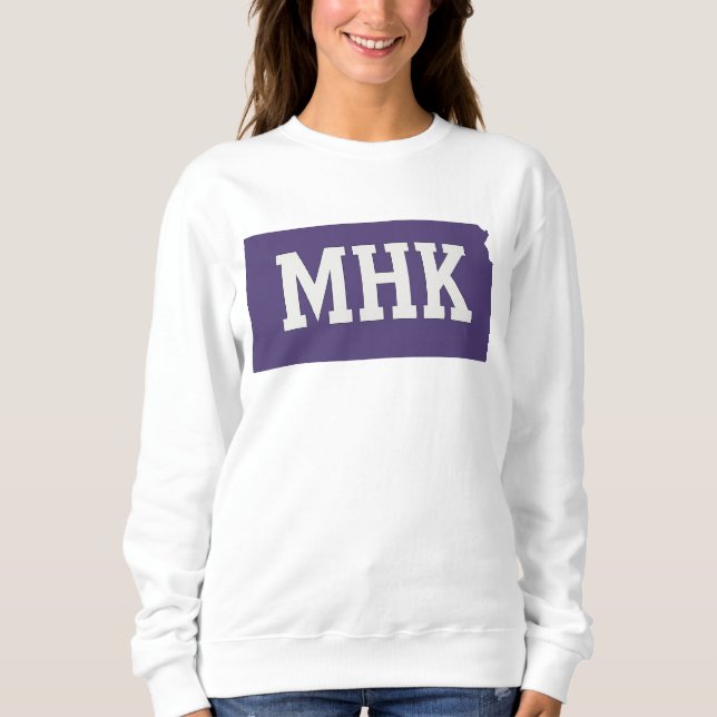 Sweatshirt MHK Kansas | Abréviation de Manhattan KS State (Devant)