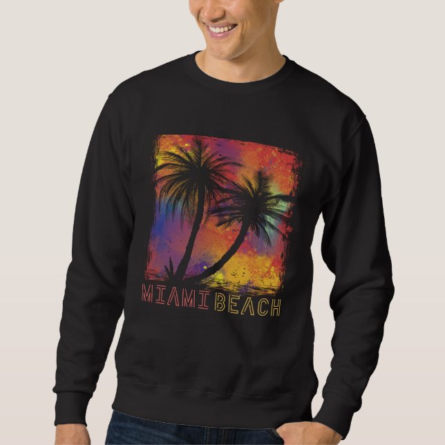 Sweatshirt Miami Beach Palm trees Florida Vacation Beach Ocea (Devant)