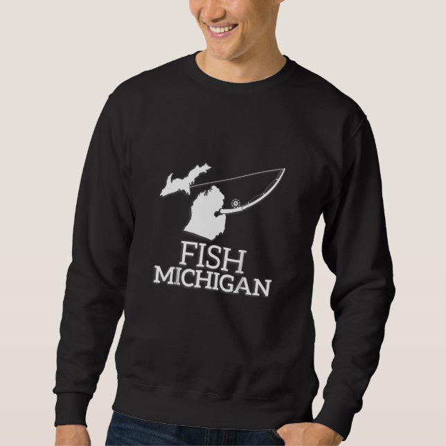 Sweatshirt Michigan-Fishing Fish Michigan-Fishman (Devant)