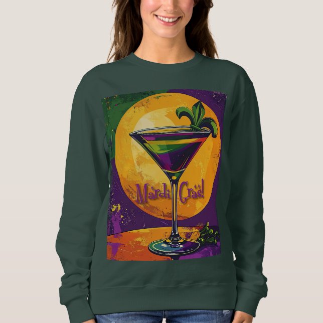 Sweatshirt Mid Century Mardi Gras Sunset Fleur De Lis Martini (Devant)