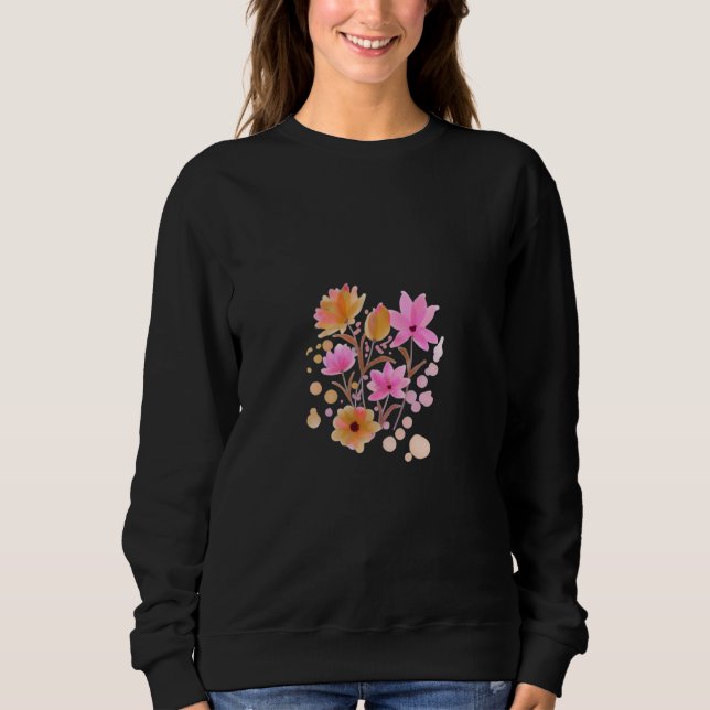 Sweatshirt • Midnight Bloom – Chemise noire fleurie à manches (Devant)