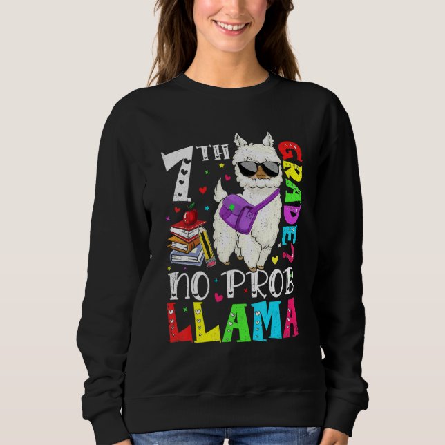 Sweatshirt Mignon 7e année pas de problème lama retour à l'éc (Devant)