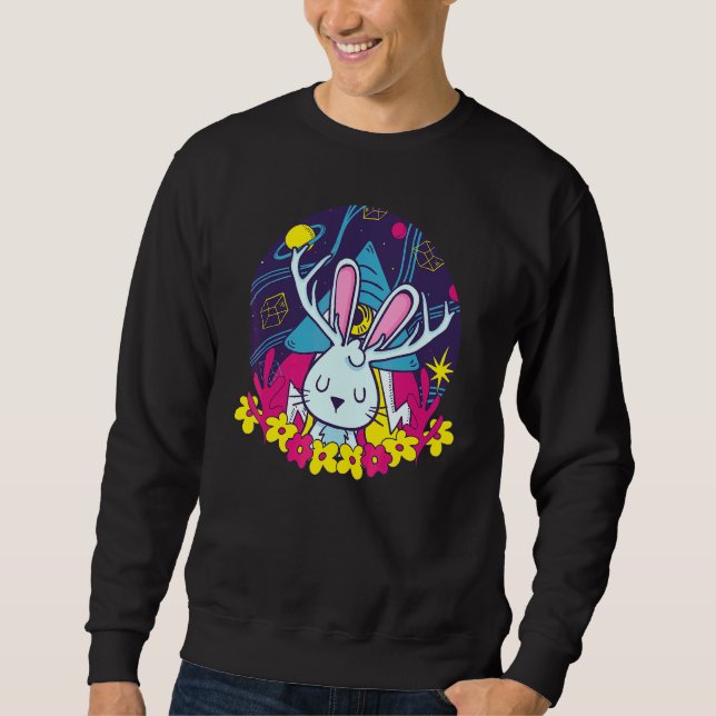 Sweatshirt Mignon Antelapin Gris  Lapin Animal  Graphique (Devant)