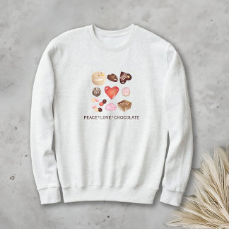 Sweatshirt Mignon Chic Paix Amour Chocolat Cœur