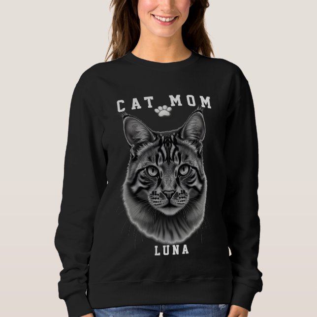 Sweatshirt Mignon Design Simple Personnalisé Maman Chat Amate (Devant)