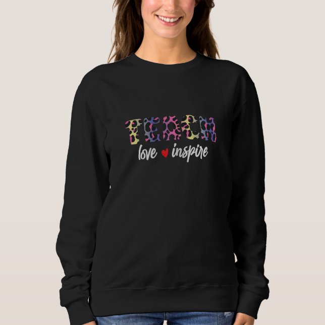 Sweatshirt Mignon Enseigner Amour Et Inspirer Léopard Guépard (Devant)