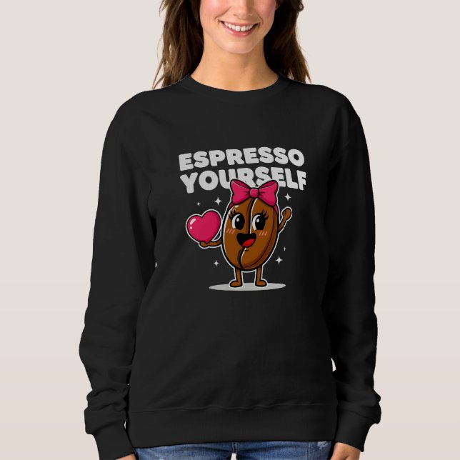 Sweatshirt Mignon Expresso Vous-même Grain de Café Kawaii Cœu (Devant)