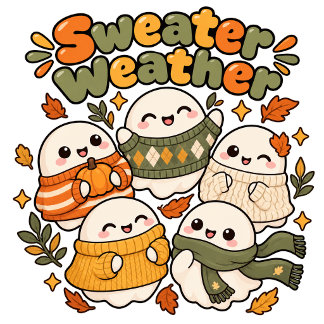 Sweatshirt Mignon fantôme orange kawaii pull d'automne
