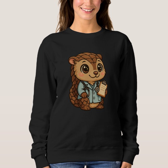 Sweatshirt Mignon Médecin Pangolin Kawaii avec Stéthoscope An (Devant)