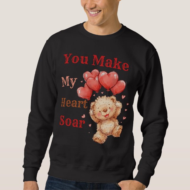 Sweatshirt Mignon Ours en Peluche Cœurs Ballons (Devant)