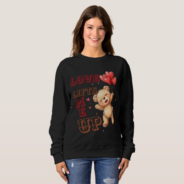 Sweatshirt Mignon Ours en Peluche Cœurs d'Amour (Devant entier)