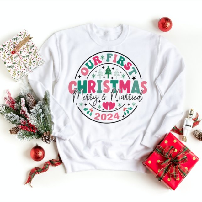 Sweatshirt mignon Premier Noël Marié et Joyeux Nouveaux marié (Créateur téléchargé)