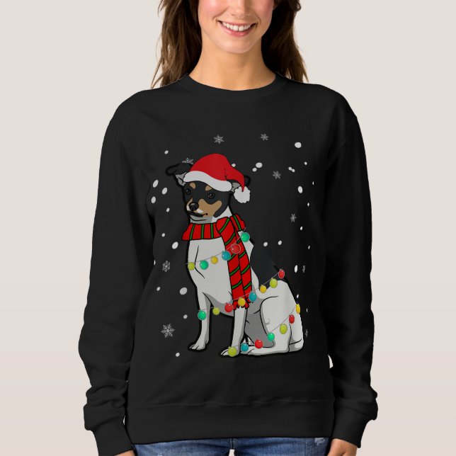 Sweatshirt Mignonette Noël RAT TERRIER Feux de chien (Devant)