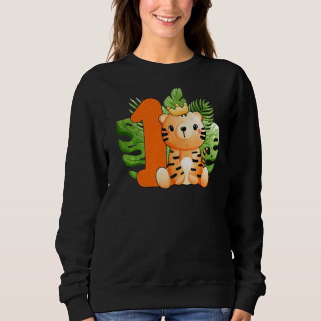 Sweatshirt Mignonne 1er Anniversaire Garçons Tigre 1 Ans Safa (Devant)