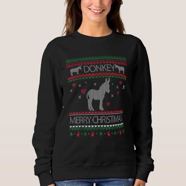 Sweatshirt Mignonne âne Douleur moche Vacances de Noël hiver (Devant)