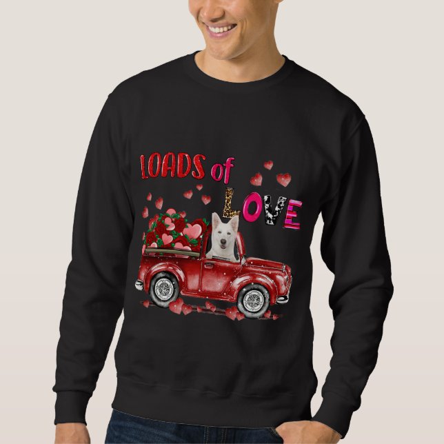 Sweatshirt Mignonne Blanc Berger Allemand Chien Conduisant Ro (Devant)