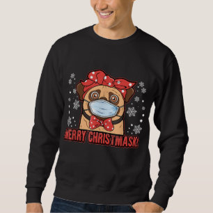 Sweatshirt Mignonne Carlin Masque Visage Chien Joyeux Noël