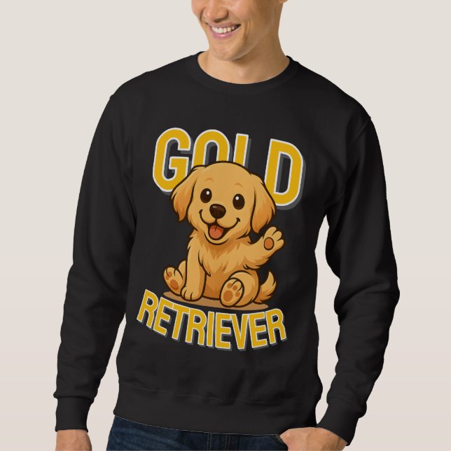 Sweatshirt Mignonne Chien Golden Retriever Unisex Homme Vêtem (Devant)
