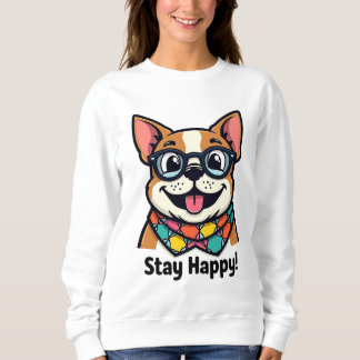 Sweatshirt Mignonne chien portant des lunettes avec foulard c