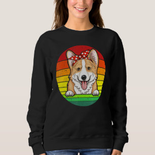 Sweatshirt Mignonne Corgi Maman Rouge Polka Retro Chiot Arc-e