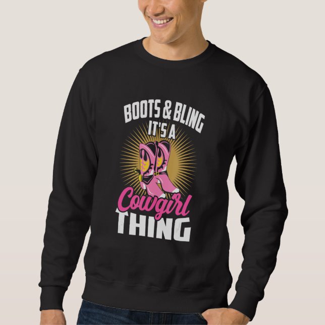 Sweatshirt Mignonne Country Girl Boots Bling C'est une petite (Devant)
