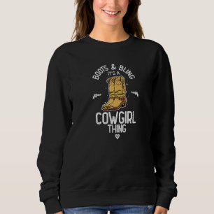 Sweatshirt Mignonne Country Girl Boots Bling C'est une petite