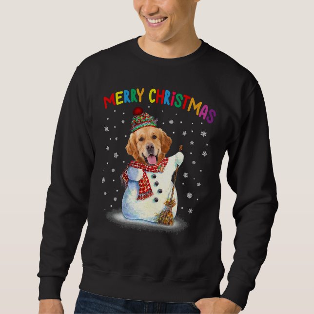 Sweatshirt Mignonne Golden Retriever Pajama de Noël (Devant)