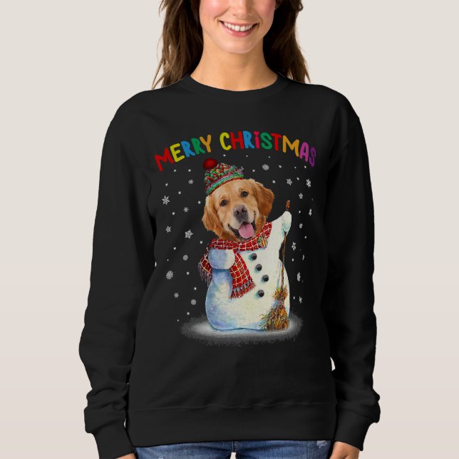 Sweatshirt Mignonne Golden Retriever Pajama de Noël (Devant)
