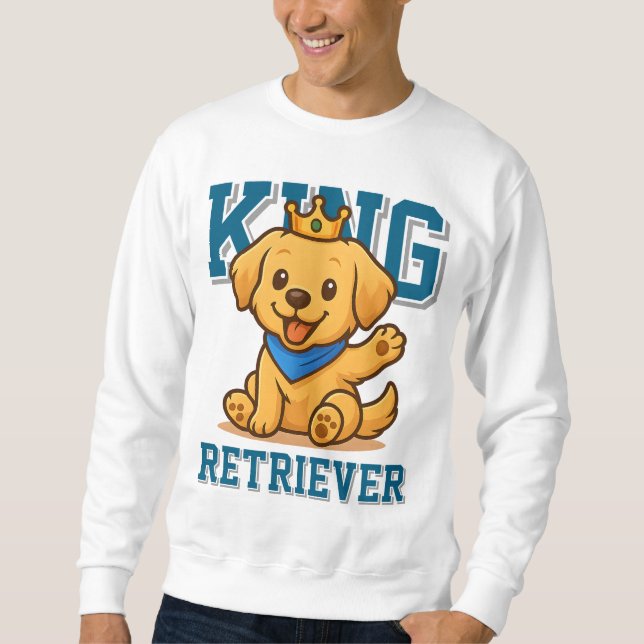 Sweatshirt Mignonne King Golden Retriever Unisex Homme Femme  (Devant)
