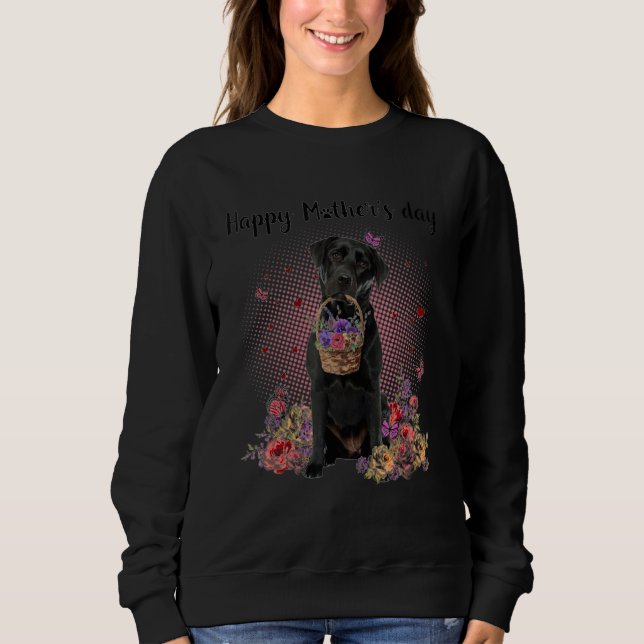 Sweatshirt Mignonne Labrador Maman Fleur Joyeux Fête des Mère (Devant)
