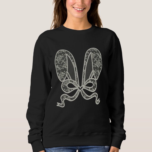 Sweatshirt Mignonne lapin en dentelle blanche de Pâques Coque (Devant)