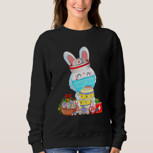 Sweatshirt Mignonne lapin Pâques Masque Visage Infirmière Ste