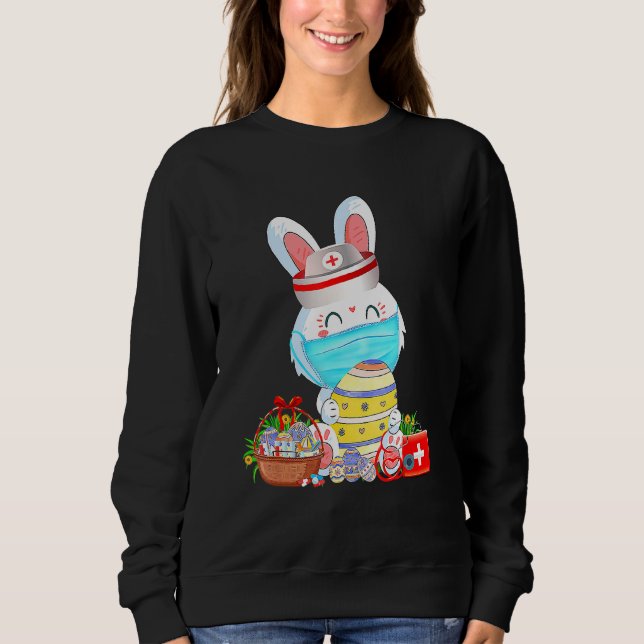 Sweatshirt Mignonne lapin Pâques Masque Visage Infirmière Ste (Devant)