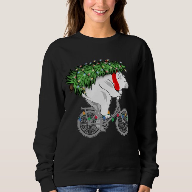 Sweatshirt Mignonne Ours Portant Un Cadeau Arbre De Noël Pour (Devant)
