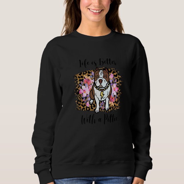 Sweatshirt Mignonne Pitbull Maman Vie Mieux Avec Pittie Dog L (Devant)