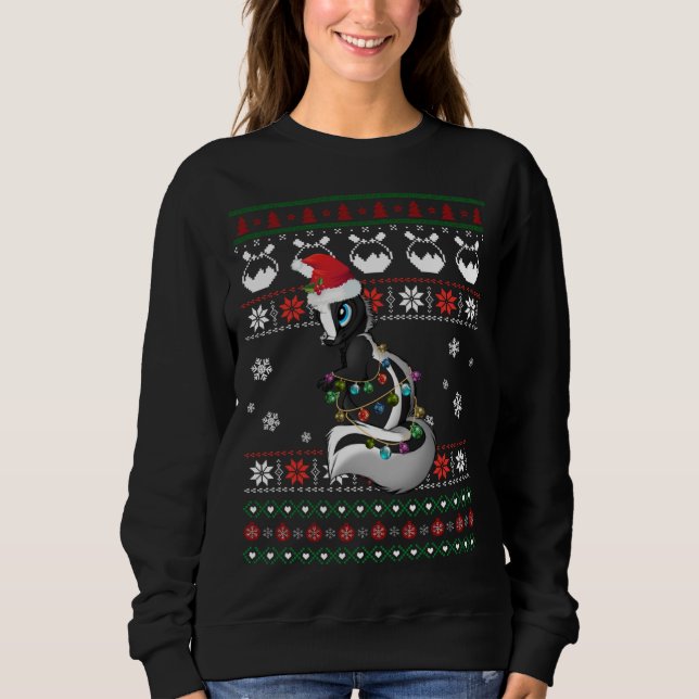 Sweatshirt Mignonne Skunk Douleur moche Noël Light Pyjama Gif (Devant)