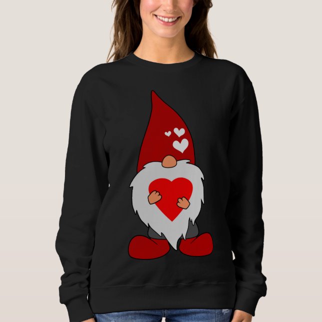 Sweatshirt Mignonne Valentines Jour Gnome Avec L'Amour Rouge  (Devant)